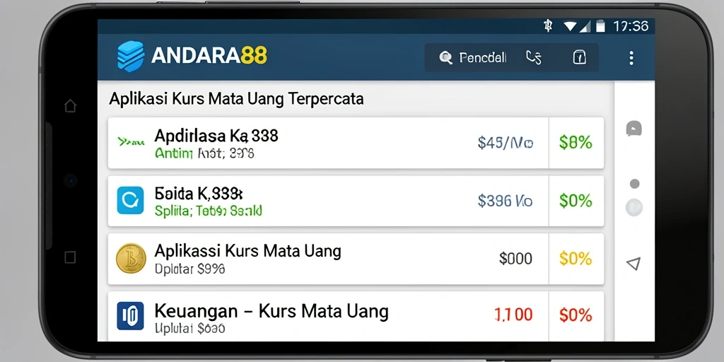 Tampilan antarmuka ANDARA88 yang sederhana dan fungsional untuk Kurs Mata Uang.