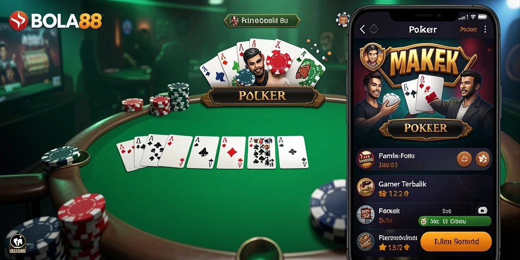 Antarmuka permainan Poker BOLA88 yang menarik dan interaktif.
